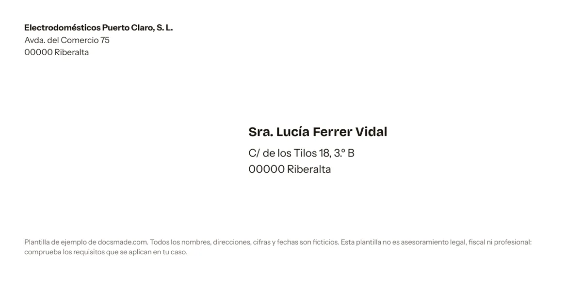 Sobre DL con remitente y destinatario en Google Docs