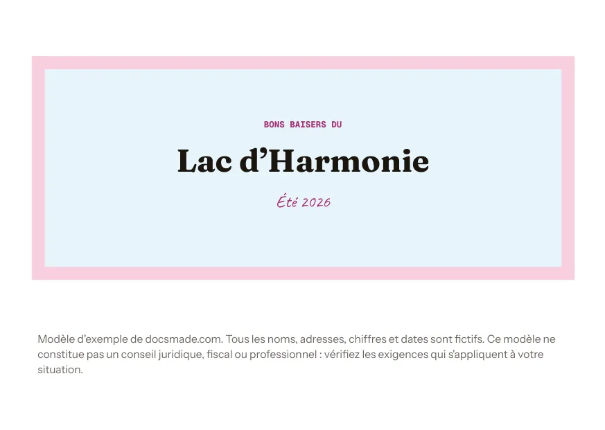 Modèle de carte postale A6 dans Google Docs, recto