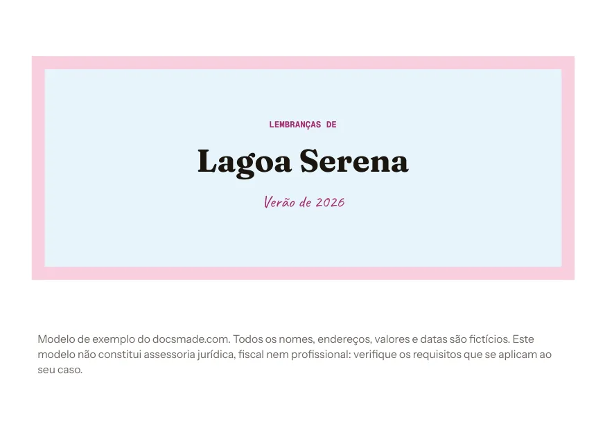 Modelo de cartão-postal no Google Docs com frente decorada e verso com endereço